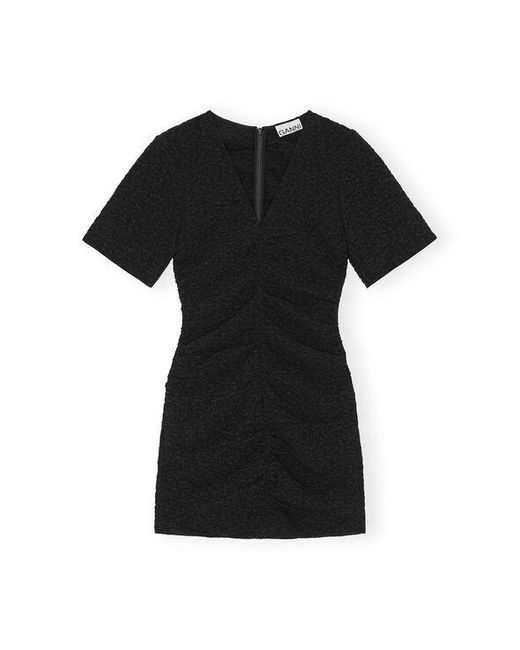 Ganni Black Textured Suiting Mini Dress