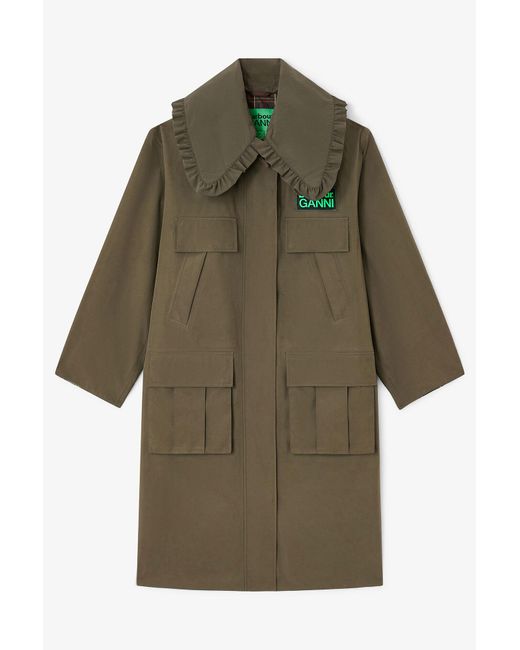 Ganni Green X Barbour Long Coat