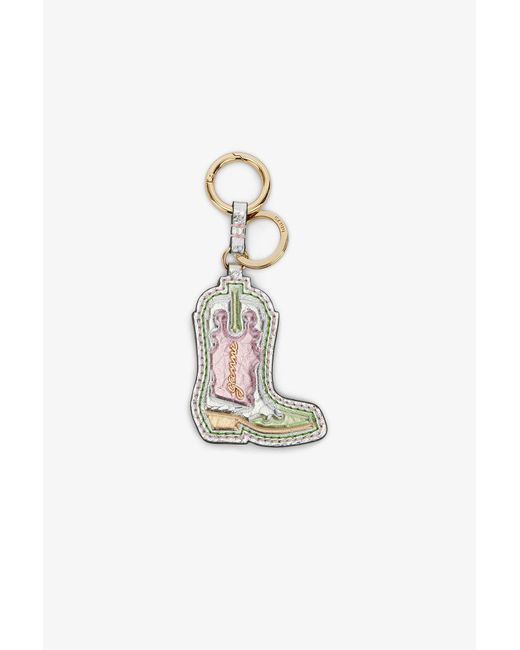 Ganni White Western Boot Keyring