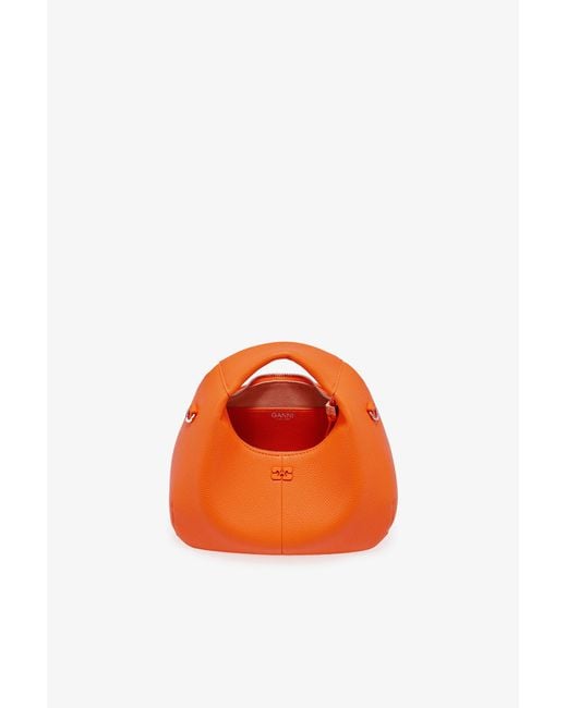 Ganni Orange Mini Hobo Bag