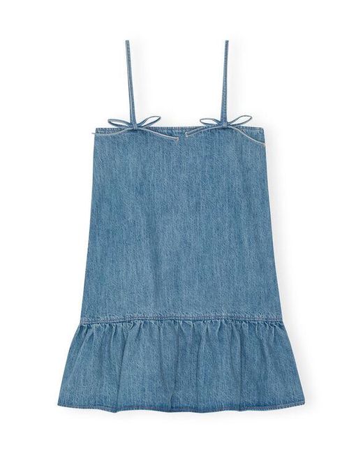Ganni Blue Tint Denim Mini Dress