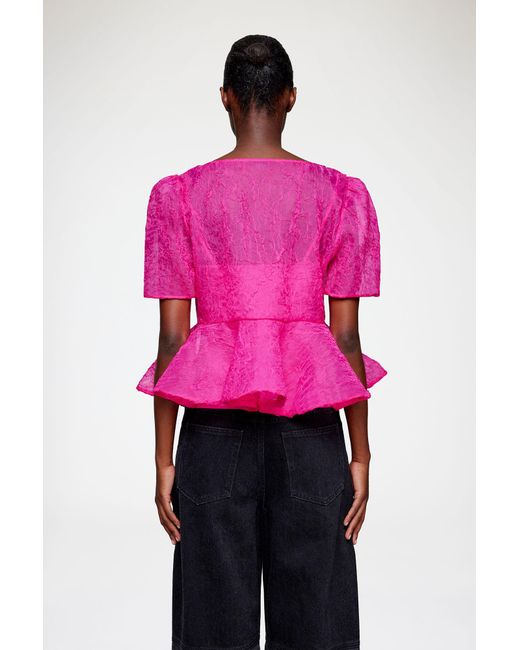 Ganni Pink Peplum Blouse