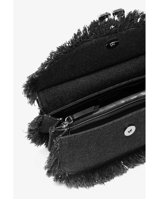 Ganni Black Denim Mini Top Handle Apo-G Bag