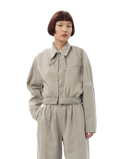Veste Grey Light Melange Suiting Short Ganni en coloris Natural