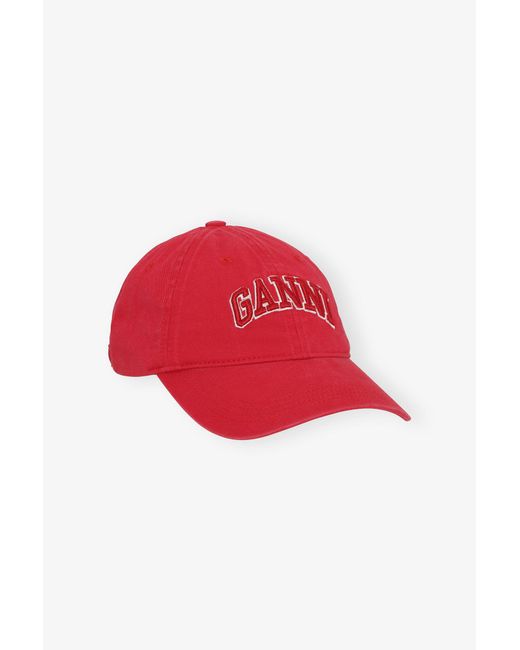 Ganni Red Canvas Cap