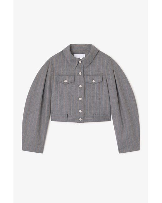 Ganni Gray Stripe Jacket