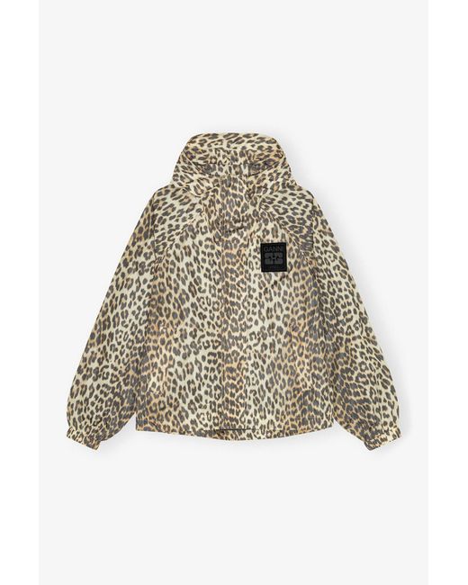 Ganni Natural Leopard Print Nylon Jacket