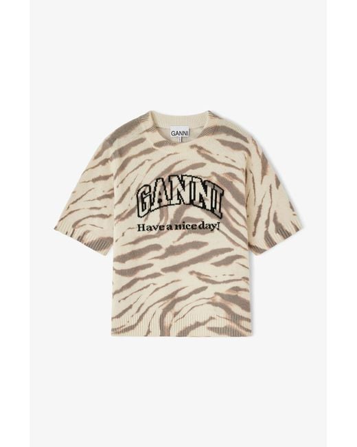 Ganni Natural Short Sleeve Jumper