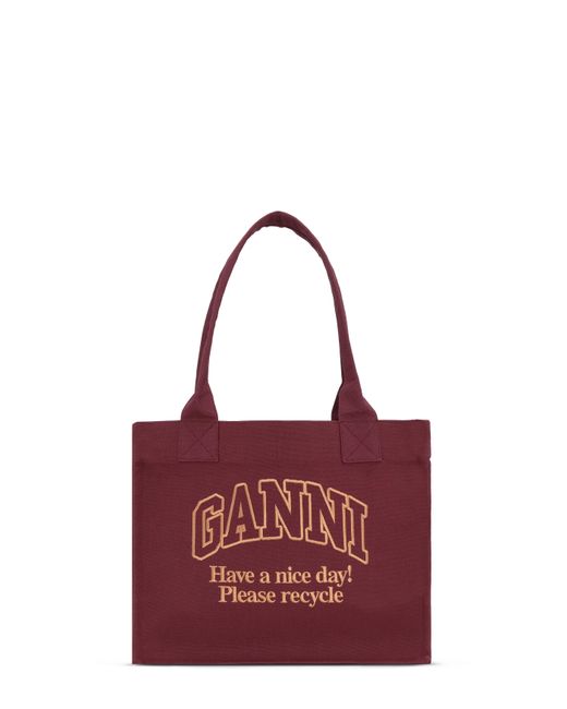 Ganni Red Large Canvas Tote Bag