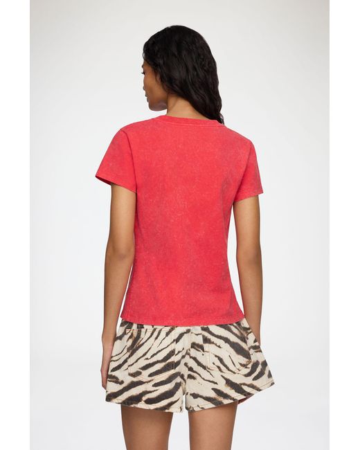 Ganni Red Baby Fit Future T-Shirt With Cherry