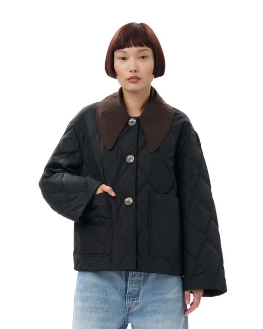 Ganni Black Ripstop Quilt Jacket