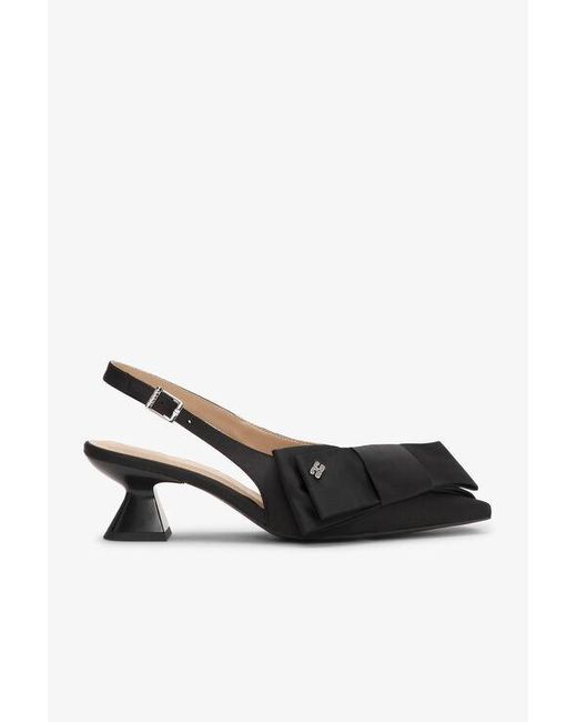 Ganni Red Bow Kitten Heel Pumps