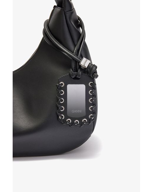 Ganni Black Medium Laces Hobo Bag