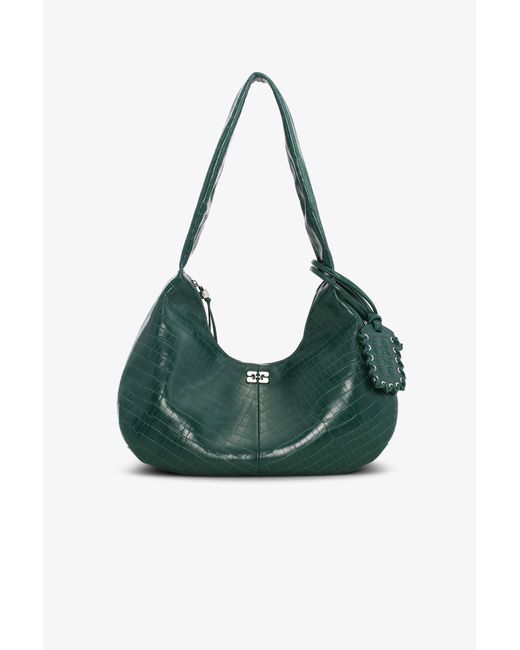 【関税＆送料込み】Ganni Medium Croco Hobo Bag Ganni Croco Medium Hobo Bag | Lyst