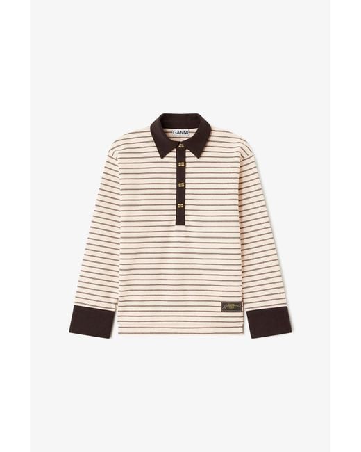Ganni Natural Polo Shirt