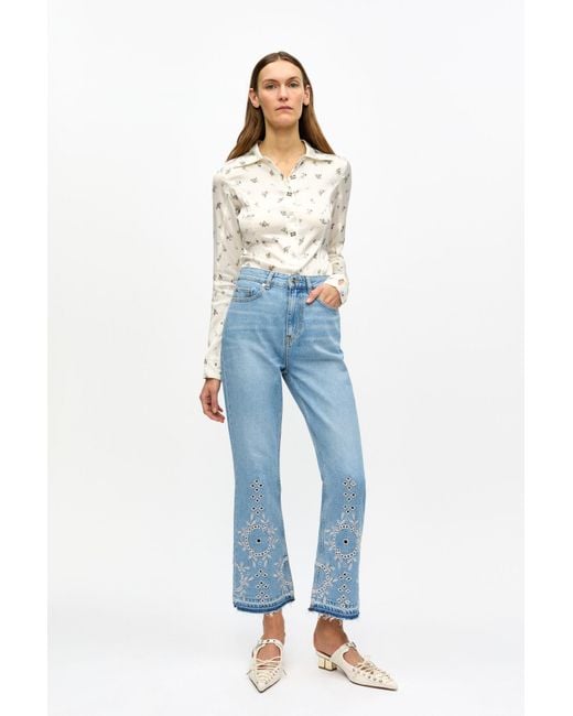 Ganni Blue Broderie Anglaise Betzy Jeans