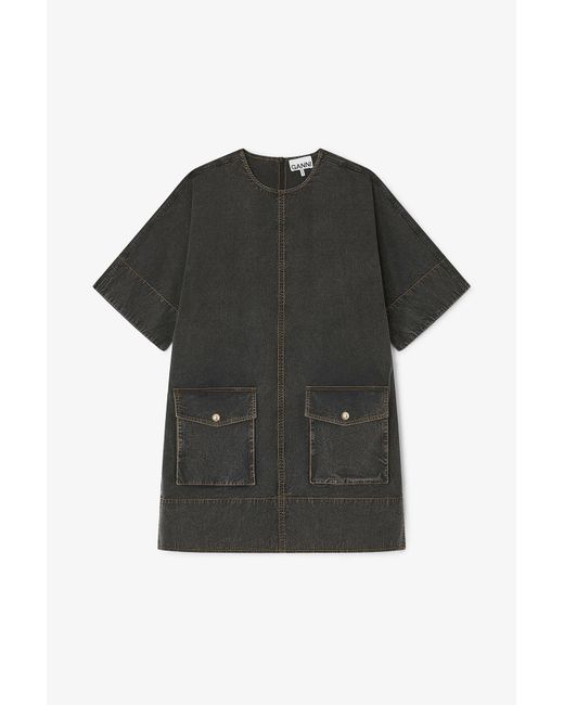 Ganni Black Washed Kimono Dress