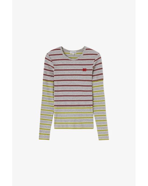 Ganni Gray Long-Sleeve Top