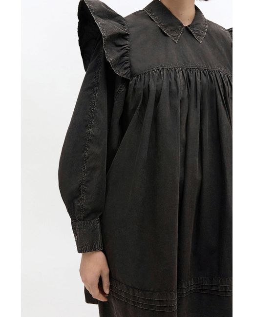 Ganni Black Washed Mini Shirt Dress
