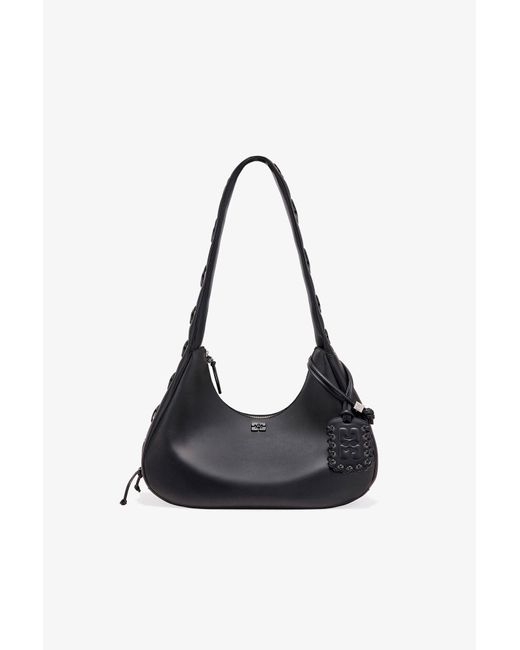 Ganni Black Medium Laces Hobo Bag