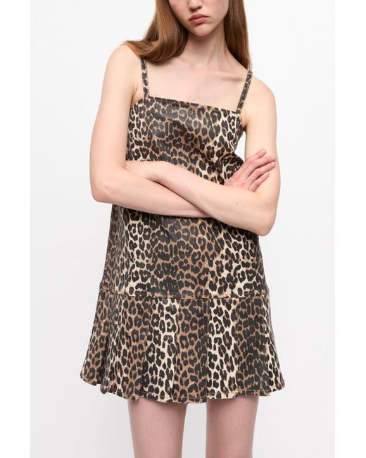 Ganni Natural Leopard Foil Dress