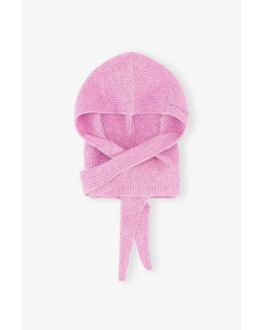 Ganni Pink Soft Wool Balaclava