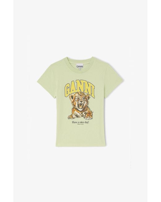 Ganni Multicolor Baby Fit T-Shirt With Tiger