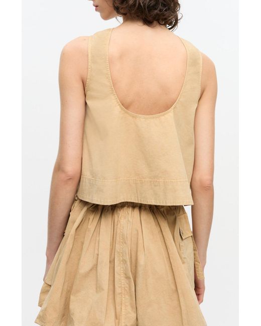 Ganni Natural Washed Stretch Cotton Sleeveless Top