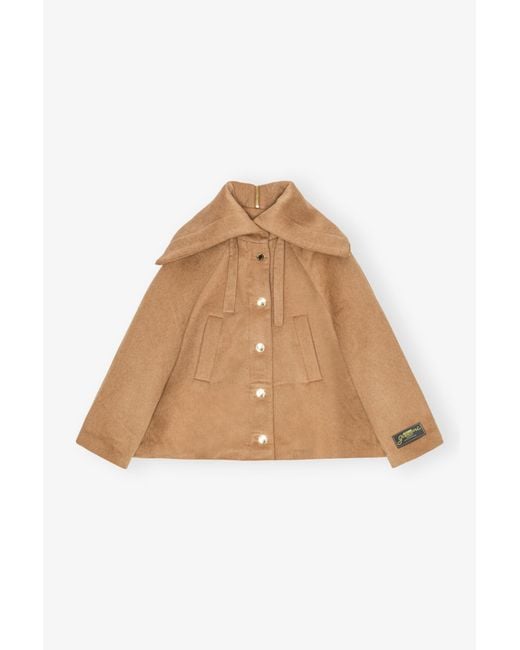 Ganni Natural Camel Wool-Blend Jacket
