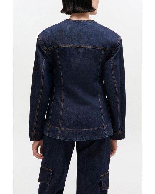 Ganni Blue Dark Rinse Denim Blazer