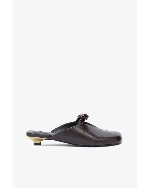 Ganni White Sue Kitten Heel Mules