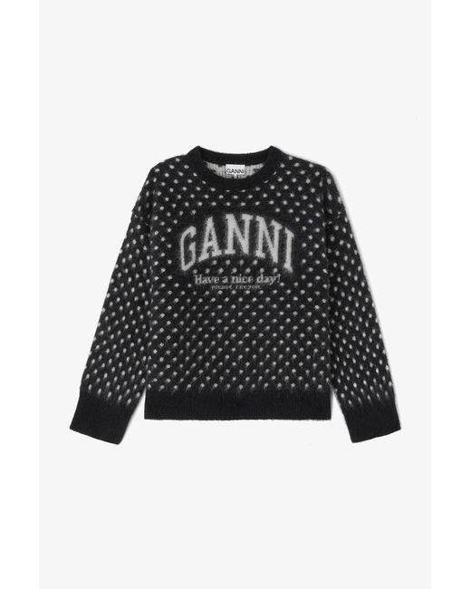 Ganni Black Polka Brushed Jumper