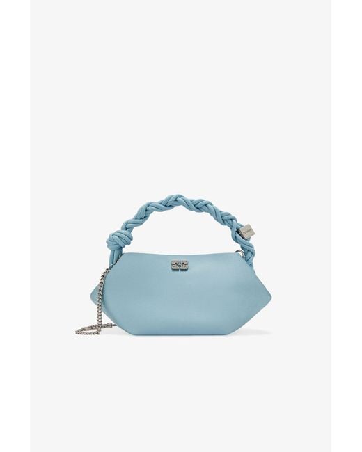 Ganni Blue Satin Mini Bou Bag