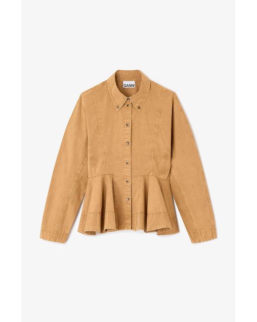 Ganni Natural Washed Peplum Shirt