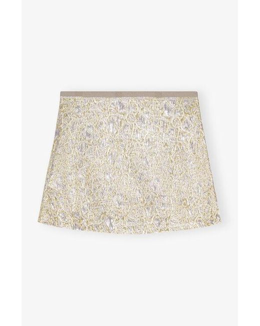 Ganni Natural And Metallic Elasticated Mini Skirt