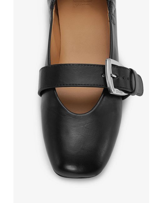 Ganni Black Buckle Strap Ballerinas