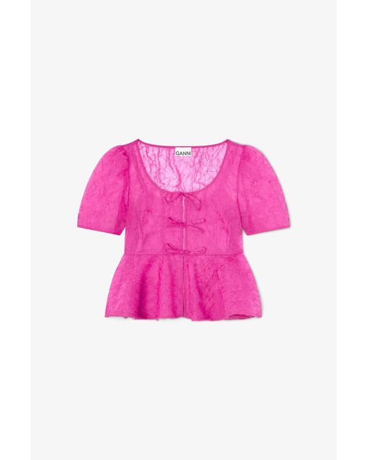 Ganni Pink Peplum Blouse
