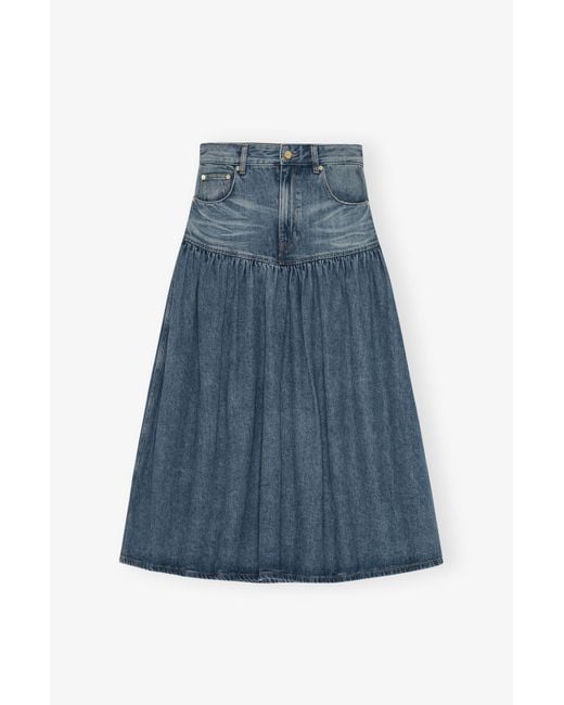 Ganni Blue Mid Washed Denim Skirt