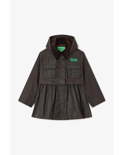 Ganni Black X Barbour Peplum Wax Jacket