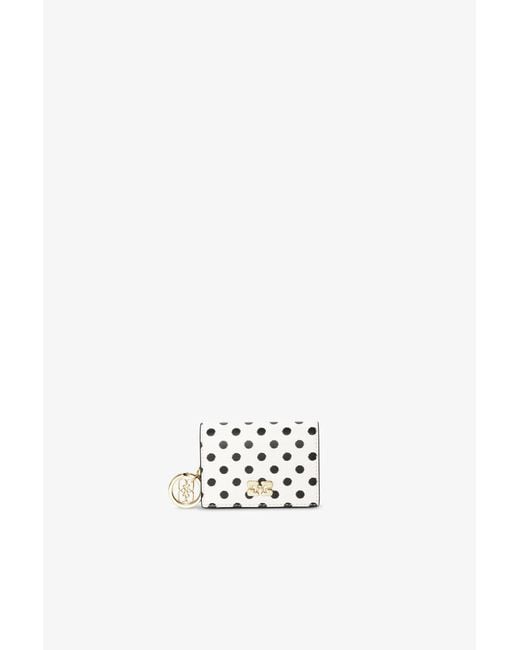 Ganni White Bou Card Holder With Flap And Dots