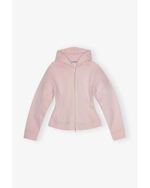 Ganni Pink Fleece Zip Hoodie