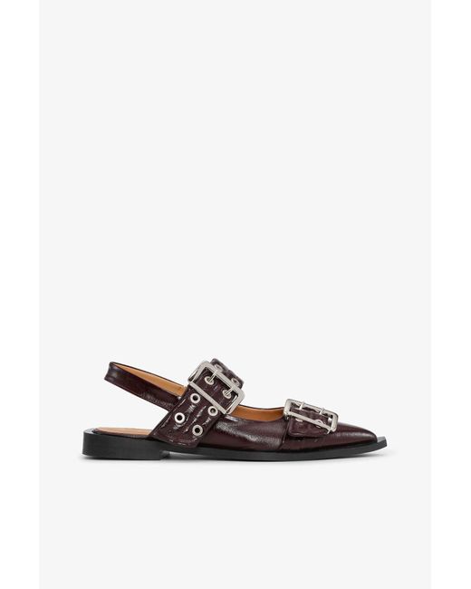 Ganni White Feminine Buckle Ballerinas