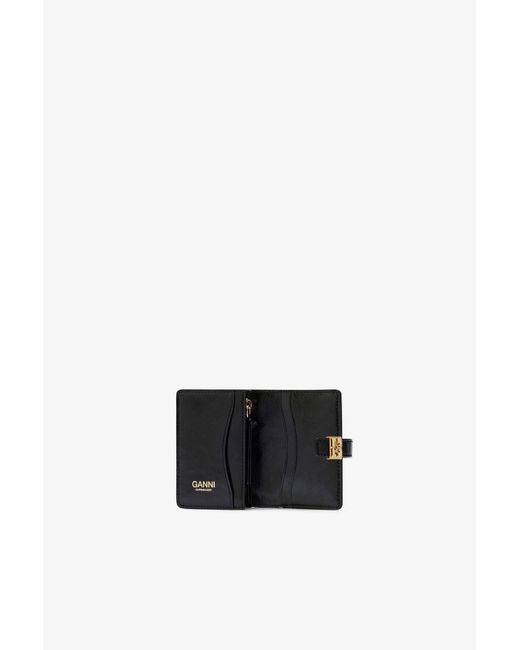 Ganni White Sue Slim Card Holder With Flap In