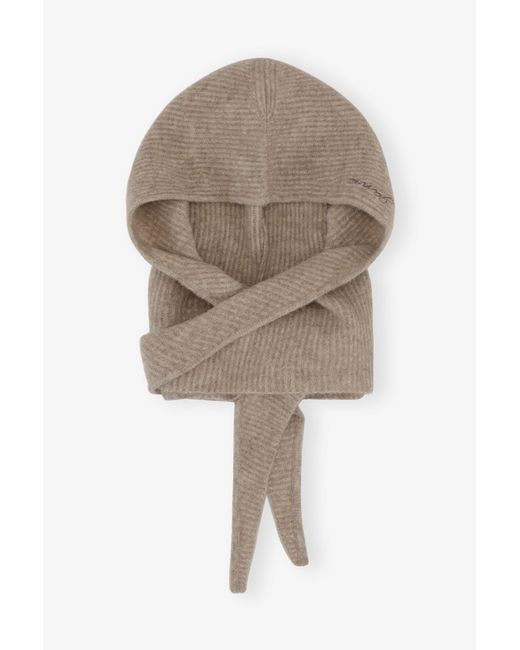 Ganni Multicolor Brown Soft Wool Balaclava