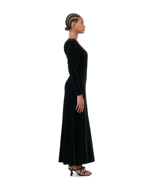 Robe Black Velvet Jersey Maxi Taille 46 Polyestere Recyclé/Spandex Manches longues Ganni