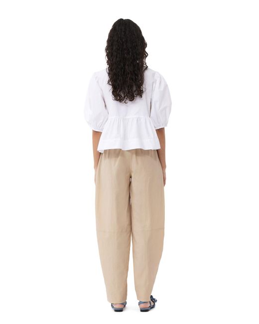 Ganni Natural Beige Elasticated Curve Trousers