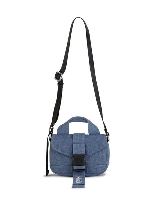 Ganni Blue Denim Mini Satchel Bag