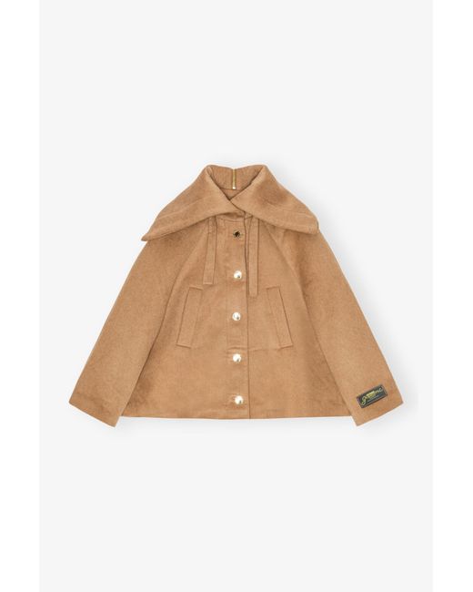 Ganni Natural Camel Wool-Blend Jacket