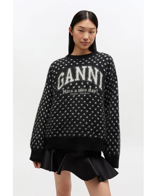Ganni Black Polka Brushed Jumper
