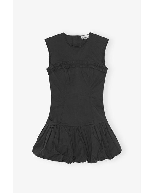 Ganni Black Stretch Cotton Corset Mini Dress